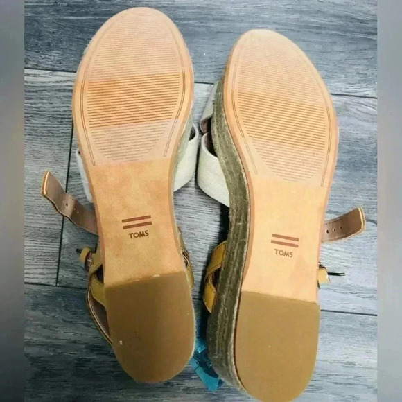NWT TOMS Willow Espadrille Wedge Sandals Tan/Cream - Picture 6 of 6